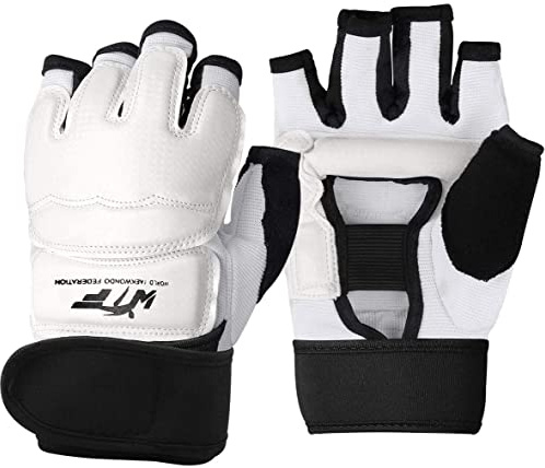 Gants MMA Entraînement d'art Martiaux, LangRay Gants de Boxe Karate Taekwondo Sparring pour Enfants & Adultes (XL, Blanc)