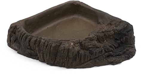 ZooPaul Terrarium Reptilien Eck-Schale braun XL ca. 20x20x4 cm (L/B/H) Trink Wasserschale Wassernapf Futterbar