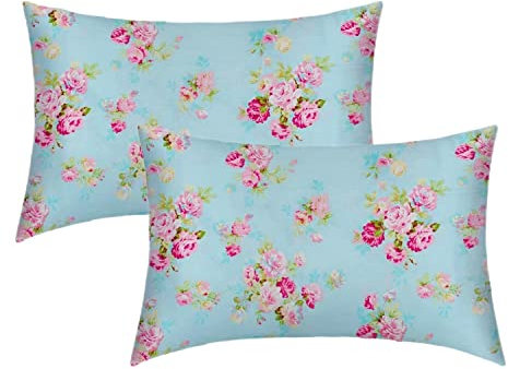 2er-Set Kissenbezug 40 x 80 cm - 100% Baumwolle Kopfkissen Bezüge mit Umschlag, Superweicher Kopfkissenbezug 40x80, Blumtal Gedruckt Kissenhülle, nur Kissenbezuge