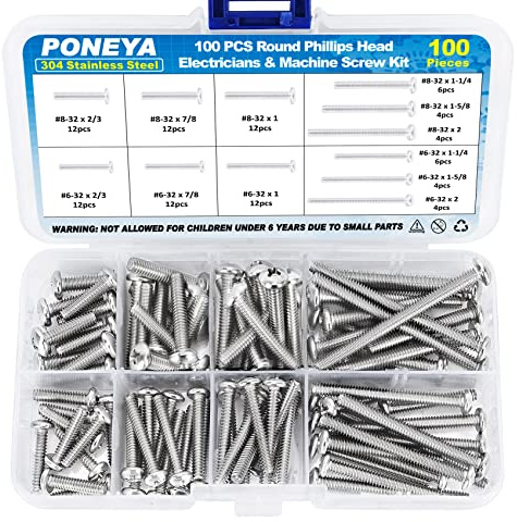 Electrical Socket Screws, 100 PCS 12 Sizes M3.5 M4.2 Pan Head 304 Stainless Steel Machine Screws, Extra Long 50mm 40mm Electrical Plug Socket Screws for Wall Plate, Light Switch Plug Socket