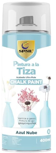 SPSIL Pintura a la Tiza Pastel en Spray color Azul Nube 400ml - Transformar Muebles y Proyectos de Carpintería - Interiores y Exteriores - Secado Rápido