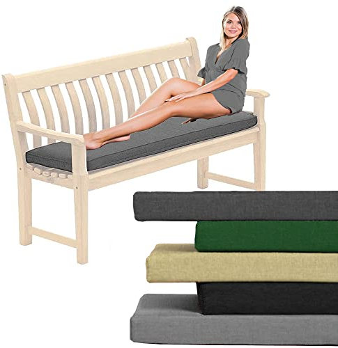 Outdoor Water-Resistant Bench Rattan Cushion Pad for Garden 2/3/4 Seater 108/143/170cm Thick Long Bench Chair Cushions Pad for Swing Patio (2 Seater-108x45x6cm, Charcoal Grey)