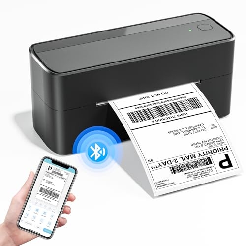 Phomemo 241BT Bluetooth Etikettendrucker, DHL Ettikettendrucķer 4x6 Thermodrucker, Bluetooth Label Printer Desktop Etikettendrucker für Barcode, Amazon, DHL, Etsy, DPD,UPS, Ebay & Shopify -Schwarz