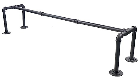 Sengfwin Tringle à vêtements murale industrielle 110 cm - Noir - Tringle à vêtements industrielle - Porte-manteau mural - Style tubulaire - Rail suspendu en métal