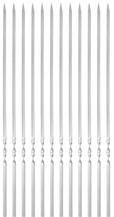 QUARKZMAN 12 piezas de Brochetas de Metal 30cm x 3.2mm x 0.8mm Palitos Planos de Acero Inoxidable Reutilizables para Barbacoa al Aire Libre Parrilla de Barbacoa para Carne, Camarones