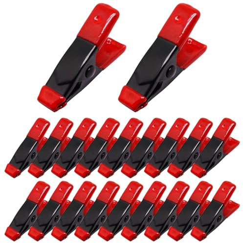 GDFYMI Morsetti a molla da 5 cm, in metallo resistente (20 pezzi, rosso)