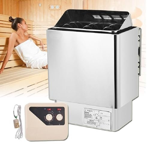 Cashwise Calentador de Sauna, Estufa de Sauna eléctrica, Calentador de Sauna para baño de Vapor con Temporizador de 3 h y Temperatura Ajustable, Calentador de Estufa de Sauna de Acero Inoxidable,8KW