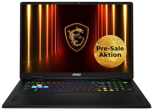 MSI Vector A18 HX Gaming-Laptop, 18 QHD+ 240 Hz Display, AMD Ryzen 9 9955HX, NVIDIA GeForce RTX 5070 Ti, 32 GB DDR5, 1 TB SSD, Windows 11 Home, QWERTZ Tastatur, A9WHG-081