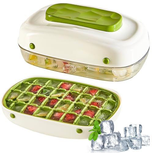 UptVin Bac a Glacon avec Couvercle, Glacons Moule Libère Tous les Glaçons en une Seconde, Sans BPA, 32 Bac à Glaçons pour Cocktails, Whisky, Café (Vert)