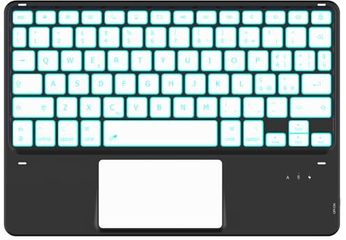 CACOE Tastiera Bluetooth con Touchpad, [Italiana] Senza Fili con 7 Colori Illuminata Bluetooth Compatibile con iPad A16/10/iPad Air/Pro, iOS/iPadOS/MacOS, Mac mini/Mac Pro, MacBook 10 pollici, Nero