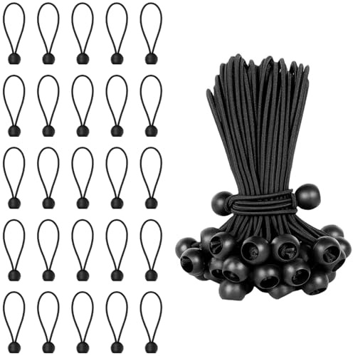 Aililong 30 Pezzi Elastici da 10 cm con Palla e Gancio - tenditore per teloni, Elastico per Il Fissaggio di teloni con Occhielli, Robusta Gomma per Uso Domestico, Clip per teloni
