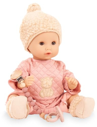 Gotz: Sleepy Aquini: Bear - Potty Doll Set, 13 Drink & Wet Baby Girl, Pink Quilted Onesie, Toilet-Bottle-Pacifier, Hard Body Toy, Kids-Toddlers 18mo+