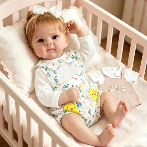 MIAISHUVO Baby Reborn Dolls 20 inch Vinyl Realistic Baby Dolls with 2 Outfits,Short Hair Lifelike Baby Doll with Accessories for Kids Age 3+