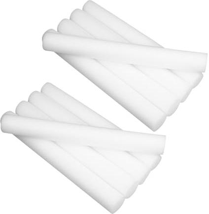 HOMOCONO 10 Cilindros de Espuma de Color Blanco para Manualidades, Varillas Sólidas de 40 Cm para Arreglos de Flores, Tubos Cilíndricos de Poliestireno para Ramo y Decoración,
