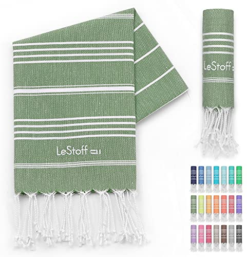 LeStoff Premium Hamamtuch 50 x 100 cm – 100% Bio-Baumwolle, Vorgewaschen, Nachhaltig, Leicht, Kompakt, Saugstark & Schnelltrocknend - Handtuch für Bad, Gäste, Gesicht, Sport, Reise, Camping (Olive)