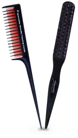 Spornette Teasing Brush & Comb Set - Little Wonder Boar & Tourmaline Nylon Bristle Brush #111, Triple Comb #TC-1 for Backcombing, Volume, and Slick Styling
