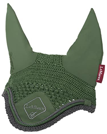 LeMieux Classic Crochet Fly Hood with Comfortable Lycra Ears in Hunter Green - Sport Horse Wear for Competitive Rider - Medium