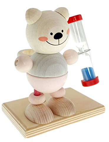 Rudolphs Schatzkiste Holzdekoration Zahnputzuhr Bär rosa BxLxH 90x70x100mm NEU Putzen Uhr Sanduhr Zahn Zahnbox Zähne Zahnbürste Holzspielzeug Holzgestaltung Spiele Holz Seiffen Erzgebirge Spielzeug