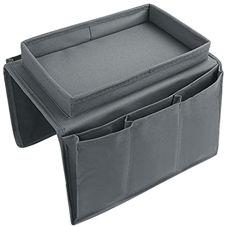 JIAHG Organizer per Bracciolo del Divano, Vassoio Appendibile per Sedia, Borsa per Libri, Riviste, Cellulare e Telecomando