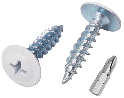 Marcopol Paquete 150 piezas tornillos madera pintados 4,2 x 19 mm, tornillos metal autorroscantes, cabeza armadura mod Phillip, cabeza oblea (150, blanco puro RAL 9010)