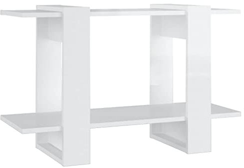 vidaXL Bücherregal Raumteiler Standregal Aktenregal Wandregal Regal Raumtrenner Aufbewahrung Büroregal Dekoregal Hochglanz-Weiß 80x30x51cm