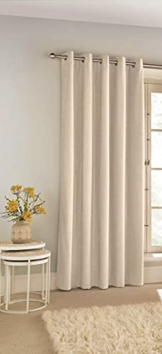 Enhanced Living 100% Blackout Thermal Cream Velvet Chinille Eyelet Curtain Single Door Panel 66 x 84 inch (168x214cm)