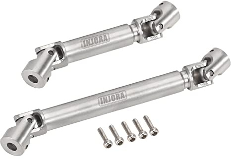 INJORA RC Eje de Transmisión Acero Inoxidable Eje Central Trasero Delantero para SCX24 Gladiator Power WAGONAxial Upgrade Parts 1/24 RC Crawler Coche, 2Pcs