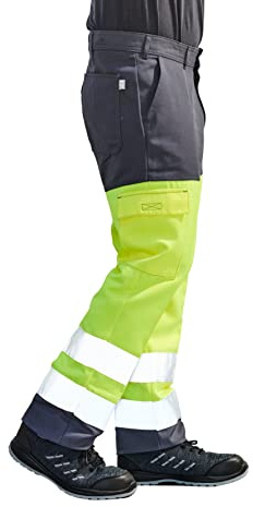 Hurry Jump Pantalon de Travail Fluo Industriel Haute visibilité EPI EN20471 Gris Jaune Fluo T1