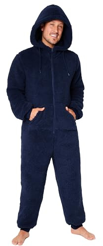 CityComfort Grenouillère Homme Combinaison Pyjama Homme Combi Pyjama Onesie Tout en Un Chaud en Polaire Peluche M-3XL (Navy, XL)