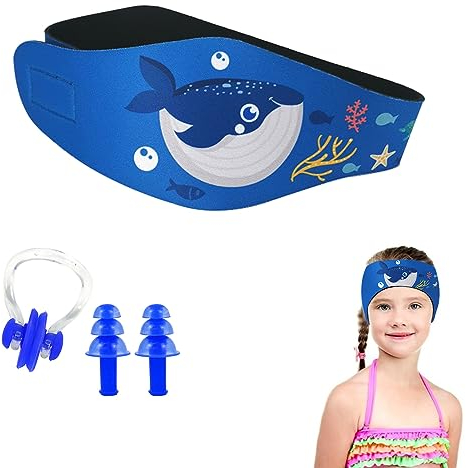 Schwimmen Stirnband, Elastischer Schwimmstirnbänder, Schwimm Ohrenschutz, mit Ohrstöpsel Schwimmen und Nasenklammer, Schwimmen Stirnband für Kinder, Erwachsene, für Schwimmen Surfen Wasserski Fahren