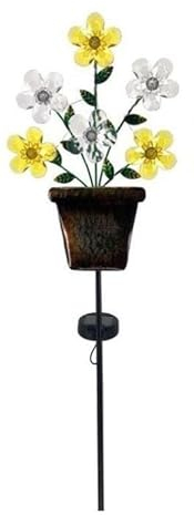 Luna24 simply great ideas... Bouquet de fleurs solaire dans un pot en métal, 6 fleurs lumineuses à LED, piquet de jardin