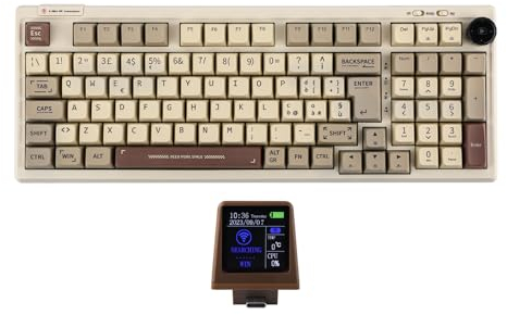 EPOMAKER RT100 ISO (Italiano) Tastiera Meccanica con Mini TV Personalizzabile. 98-key Gasket, knob, 5000mAh, Hot-Swap, Bluetooth/2.4ghz/USB-C per Mac/PC/Game (IT Retro, Wisteria Tactile Switch)