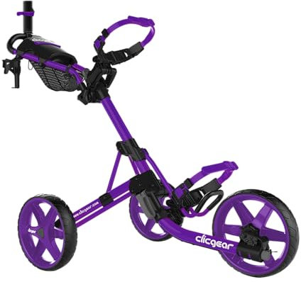 Clicgear Model 4.0 Golf Push Cart, 3-Wheel Foldable Walking Golf Cart (Purple)