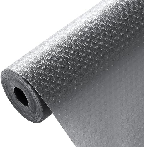 GRKJGytech Shelf Liners for Kitchen Cabinet, Waterproof Drawer Liner, Refragerator Liner No Slip Cupboard Mats Non Adhesive EVA Place Mats Roll-Grey Dot 45W x 300L cm