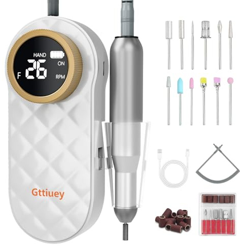 Electric Nail File, 35000RPM Professional Nail Drill for Acrylic and Gel Nails, Portable Rechargeable Nail Drill, Adjustable Speed E File for Nails, Manicure Pedicure Tools, for Valentine's Day Gifts