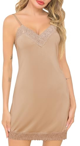 Sopesil Enaguas para Mujeres Combinaciones para Vestidos con Encaje Camisiones Tirantes Full Slip Mujer Petticoat Elegante Mini Vestido Tirantes Sexy