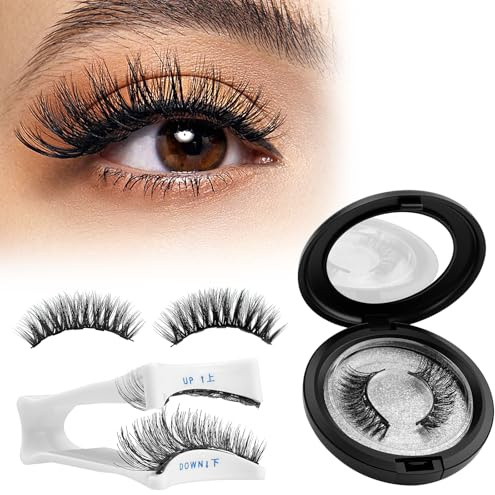 AYBUY Magnetic-Eyelashes with Applicator, 1 Pair Reusable False Eyelash Kit, No Glue or Eyeliner Needed, Eyelash Magnetic Easy to Wear and Remove(Style A)