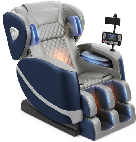 FURNIMAT 2026 Massage Chair Full Body, Zero Gravity Massage Chair with 10 Fix Rollers, Airbags, Heating, Foot Massage, Auto Modes, Bluetooth Speaker, Smart Screen Controller(Leather Blue)