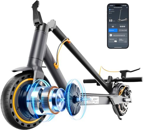 Trottinette Electrique Adulte Ultra Legere, Autonomie 35km, 650W,7.8Ah Batterie Lithium,Pneus Solides 8.5'',Trotinette Electrique Adulte Antivol,Pneus Nid d'abeille Increvables,APP,Double Frein