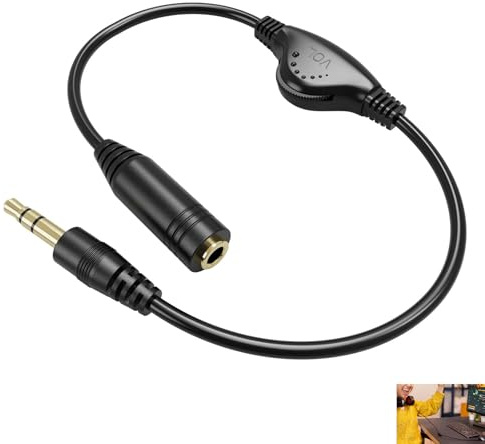 Cavo con controllo del volume, cavo di prolunga audio jack da 3,5 mm maschio a femmina con controllo del volume incorporato, prolunga stereo AUX cuffie, connettori placcati oro, compatibile con