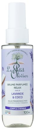 LE PETIT OLIVIER - Brume Parfumée Relax - Parfum Lavande & Coco - Corps & Cheveux - Brume Légère - Parfume & Rafraîchit - Sensation de Bien-Être - Fabriqué en France - 100ml