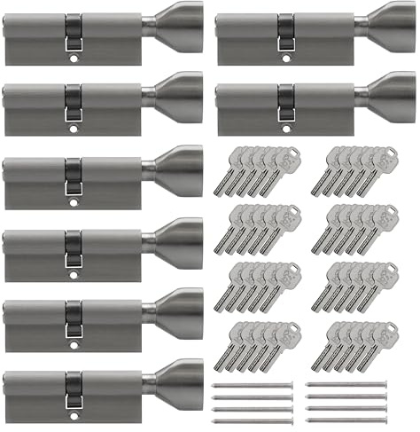 8 x knoppcylinder KSN 90 mm 45/45 likvärdig låsning inkl. 40 nycklar
