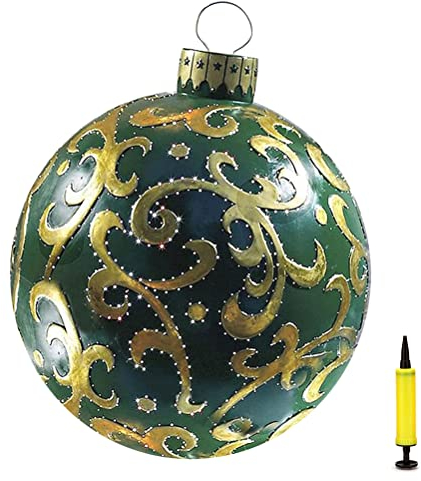 Pallina di Natale gonfiabile, 60 x 60 cm, in PVC, gigante, decorazione per giardino di Natale, palla di neve gonfiabile con pompa, decorazione per esterni