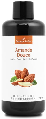ALMENDRAS DULCES - 200 mL - Aceite Vegetal Orgánico - 100% Puro, Natural, Virgen y Certificado AB - Botella en Vidrio