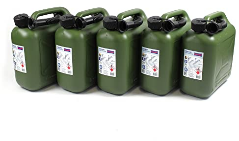 X-Parts Lot de 5 jerricanes à essence 10 l - Homologation UN - Avec bec verseur - Pour diesel E10 + E85
