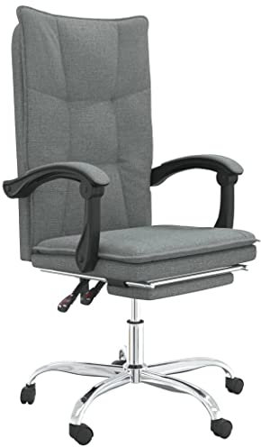 vidaXL Bürostuhl mit Liegefunktion Chefsessel Drehstuhl Sportsitz Bürosessel Schreibtischstuhl Gamingstuhl Racing Stuhl Dunkelgrau Stoff