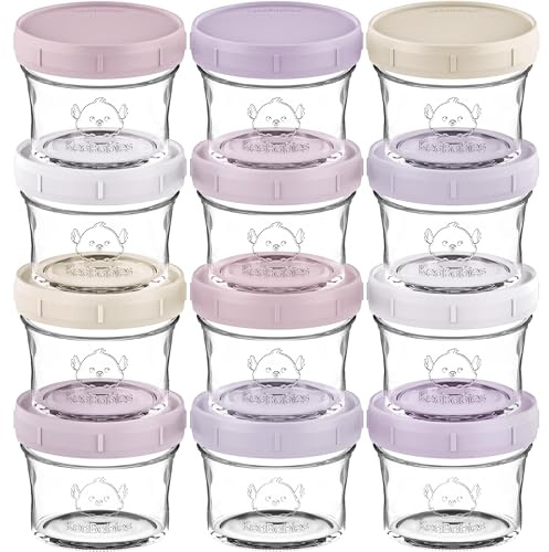 Confezione da 12 contenitori per il congelamento del porridge del bambino, a prova di perdite, adatti al microonde, per alimenti per bambini, contenitore per congelare il porridge del bambino (Lilac)