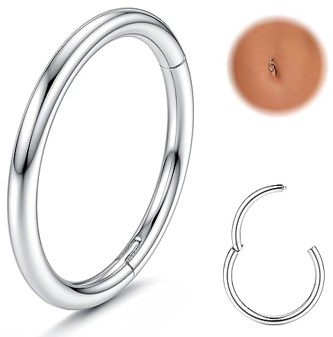 FIOROYAL 14G Bauchnabelpiercing Hoop für Frauen Männer Bauchnabel Ring Piercing 316L Edelstahl Nabel Ring Shiny CZ Opal Scharnier Nahtlose Bauch Knopf Hoop Piercing Schmuck 8mm/10mm/12mm(AS-8)