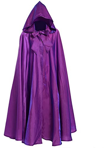 Proumhang Unisex Halloween Capa con Capucha Grim Reaper Vampiro Capa Larga Túnica Navidad Mascarada Carnaval Bruja Cosplay Accesorios Disfraces para Adultos Niños(XXL,Púrpura)