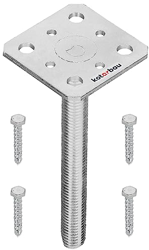 KOTARBAU® Soporte para postes de 80 x 80 mm de acero galvanizado en caliente, altura ajustable, anclaje de hormigón, base de suelo de 23 mm, para postes de madera cuadrados, montaje en postes, postes